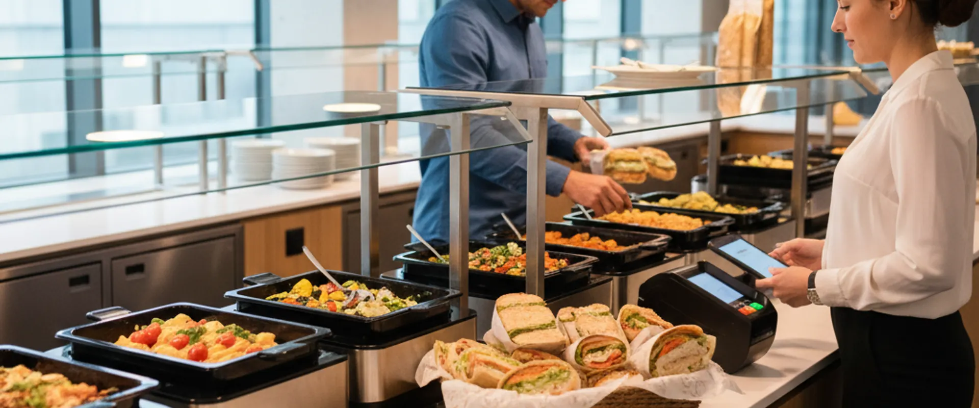 Frische Mahlzeiten und Brötchen für die Mitarbeiterverpflegung im Unternehmen